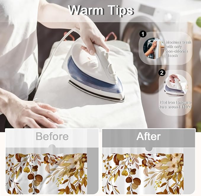 No Hook Shower Curtain and Liner Set, Yellow Eucalyptus 71x74 | Floral Design, with Snap in Liner, Waterproof, Machine Washable, Quick-Drying, for Hotel Bathroom