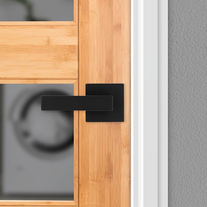Kwikset Singapore Interior Passage Door Handle, Lever for Closet and Hallway Doors, Reversible Non-Locking Handle Lever, Matte Black, with Microban Protection, 10 Pack