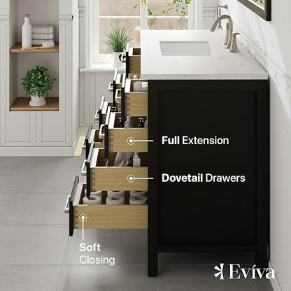 Eviva Aberdeen 48 in. Espresso Single Sink Bath Vanity with Carrara Quartz Top and Undermount Porcelain Sink