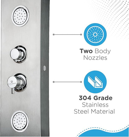 Blue Ocean 48" Stainless Steel SPS88213B Shower Panel Tower Column with Rainfall Shower Head and Handheld Shower
