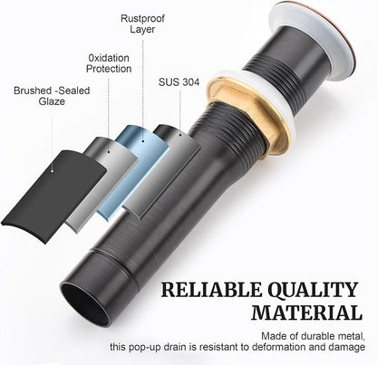 Ultimate Unicorn Bathroom Sink Stopper, Without Overflow, Oil Rubbed Bronze | Pop Up Drain, Made of Metal, Small Cap, with Detachable Basket Stopper, Drain Fast, for Bathroom Vessel Vanity Sink Art Basin