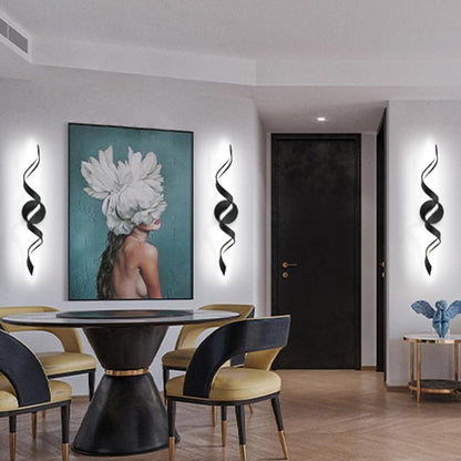 Modern LED Bathroom Vanity Lights, 24inch Dimmable Black Bathroom Lighting Fixture Over Mirror 15W Spiral Design LED Wall Light Fixtures 6000K