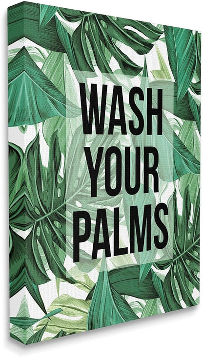 Stupell Industries Bathroom Palm Phrase, 30 x 40 Inch Canvas Wall Art | Stupell Industries · By Lil' Rue · Ready to hang · Great for bath and laundry spaces · Made in USA