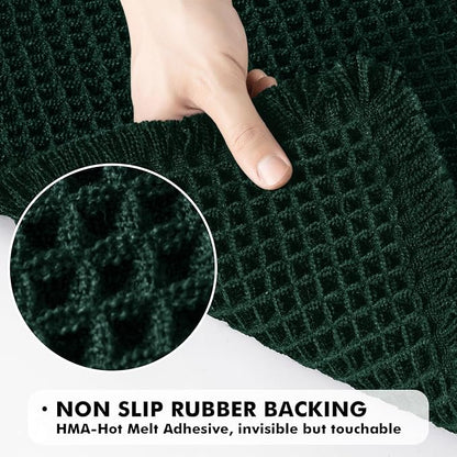 MIULEE Set of 2 Waffle Bathroom Rugs Boho Bath Mat Dark Green 17x24 Inch | Non Slip, Super Absorbent, Washable, Ultra Soft, Rubber Backed, Small Bath Rugs for Bathroom Floor Tub Shower