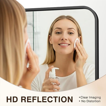 FICTOR Bathroom Mirror for Over Sink, 24"x36" Vanity Mirror for Wall, Black | Shatterproof Tempered Glass, Anti-Rust Frame, Vertical/Horizontal Mounting, Wall Mirror for Bedroom, Living Room, Entryway