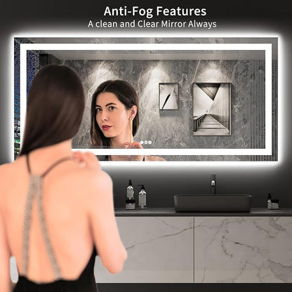 LOAAO 84"X40" LED Bathroom Mirror with Lights, UL Listed | Anti-Fog, Dimmable, 3 Color Temperature, Backlit + Front Lit, Memory Function, Tempered Glass