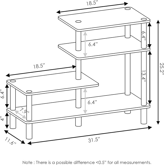 Furinno Ladder Bookcase Display Shelf, 5-Tier, Espresso