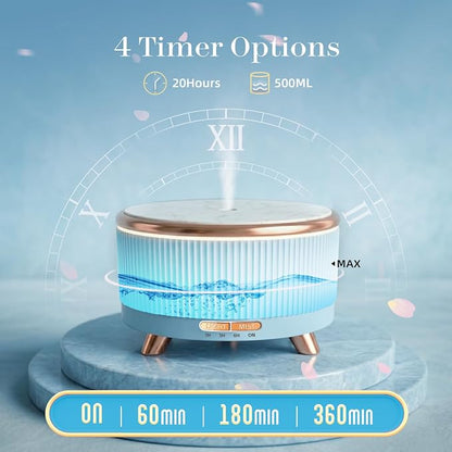 500ml Essential Oil Diffuser, Ultrasonic Aromatherapy Humidifier | with Remote Control, 7-Color LED Light, Timer & Auto Shut-Off, Cool Mist Diffuser for Home, Bedroom, Office (Blue)