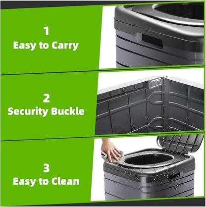 Sckee XXL Portable Toilet for Adults,16'' Tall Camping Toilet with Lid and Carry Bag, Heavy-Duty Portable Potty for Camping, Hiking, Car Travel,Truck, RV, Boating, Road Trips, Beach