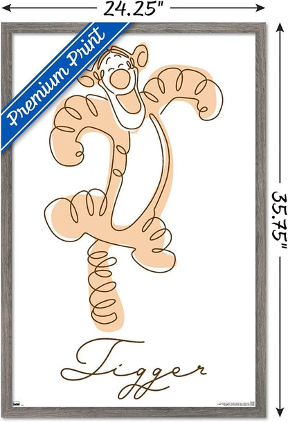 Trends International Disney Simple Moments Line Art - Tigger Wall Poster, 34L x 22.4W, Barnwood Framed Version