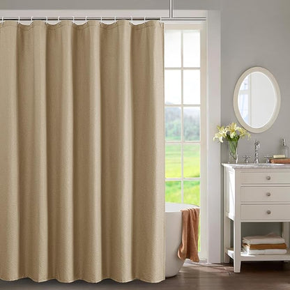 OWENIE Taupe Shower Curtain for Bathroom 84 Inches Extra Long, Elegant 3D Embossed Textured Cloth Waffle Shower Curtain, Modern Luxury Hotel Style, Water Repellent, Machine Washable, 72X84