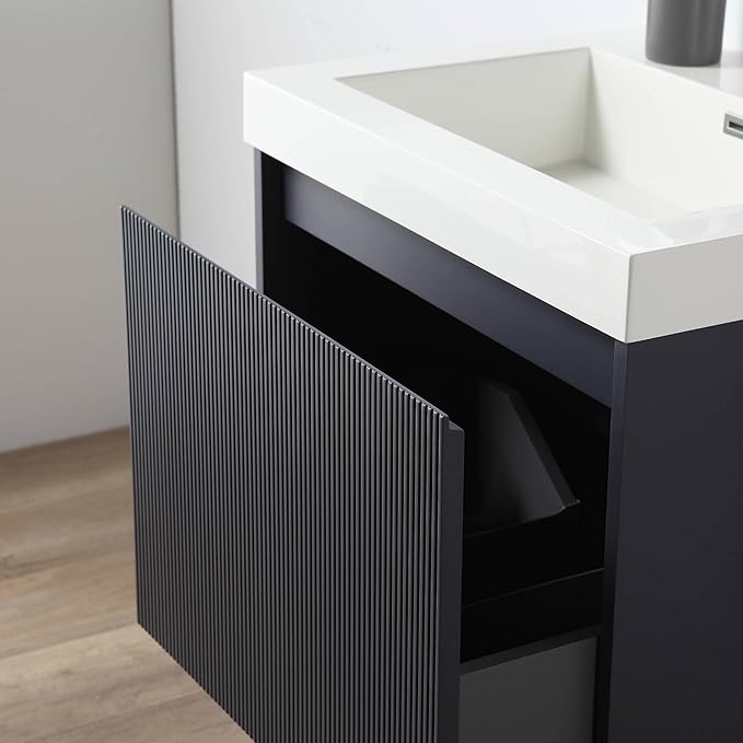Blossom 24 Inch Bathroom Vanity with Sink | All Wood Wall Mounted Floating Bathroom Vanity Cabinet | Soft-Close Drawer | Modern Minimalist Style Vanities (24" w/Acrylic Sink, Night Blue)