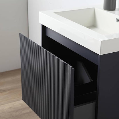 Blossom 24 Inch Bathroom Vanity with Sink | All Wood Wall Mounted Floating Bathroom Vanity Cabinet | Soft-Close Drawer | Modern Minimalist Style Vanities (24" w/Acrylic Sink, Night Blue)