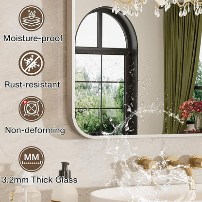 22"x30" Bathroom Mirror for Over Sink, Brushed Nickel Vanity Mirror | Aluminum Alloy Frame, Clear Reflection, Rust-Resistant, Vertical or Horizontal, Wall Mount, Bedroom and Entryway