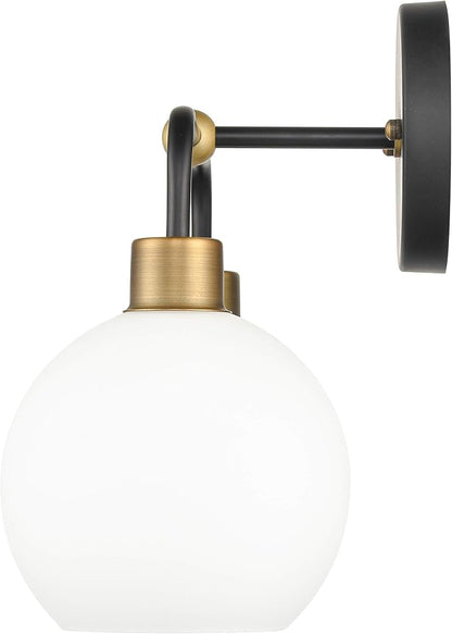 Lukasa Modern Bathroom Vanity Lights Fixtures 2-Lights Over Mirror Lighting Matte Black and Gold Vanity Lights for Bathroom Light Fixtures Frosted Glass Covers, UL Listed