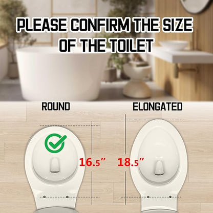 Round(Standard) Toilet Seat, Quick-Attach Hardware Metal Hinges, Heavy Duty, Slow Soft and Quiet Close, Durable and Sturdy, Easy to clean, Fits Round(Standard) Toilets, Almond/Bone(16.5″)