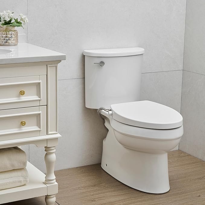 Bidet Toilet Seat,Non-Electric Quiet-Close,Fit Elongated Toilet Seat,Adjustable Water Pressure and Self-Cleaning Dual Nozzles