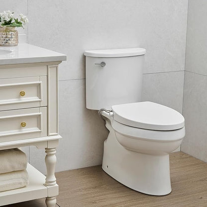 Bidet Toilet Seat,Non-Electric Quiet-Close,Fit Elongated Toilet Seat,Adjustable Water Pressure and Self-Cleaning Dual Nozzles