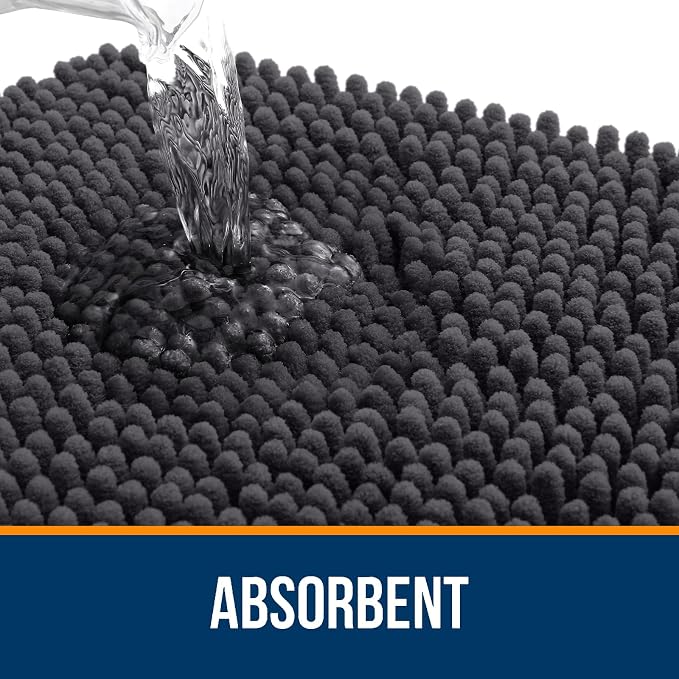 OLANLY Bathroom Rugs 30x20, Extra Soft Absorbent Chenille Bath Rugs | Dark Grey, Quick-Drying Rubber Backing, Machine Washable Bath Mat for Bathroom Floor, Tub and Shower, Home Decor Accessories