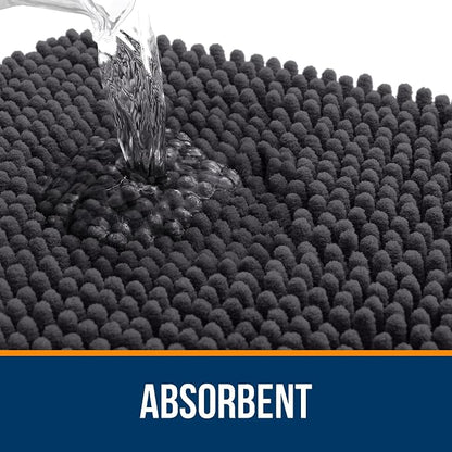OLANLY Toilet Rugs U-Shaped 20x20, Soft Absorbent Chenille Contour Rugs | Dark Grey, Quick-Drying Rubber Backing, Machine Washable Non-Slip Shaggy Bathroom Mat for Toilet, Home Decor Accessories