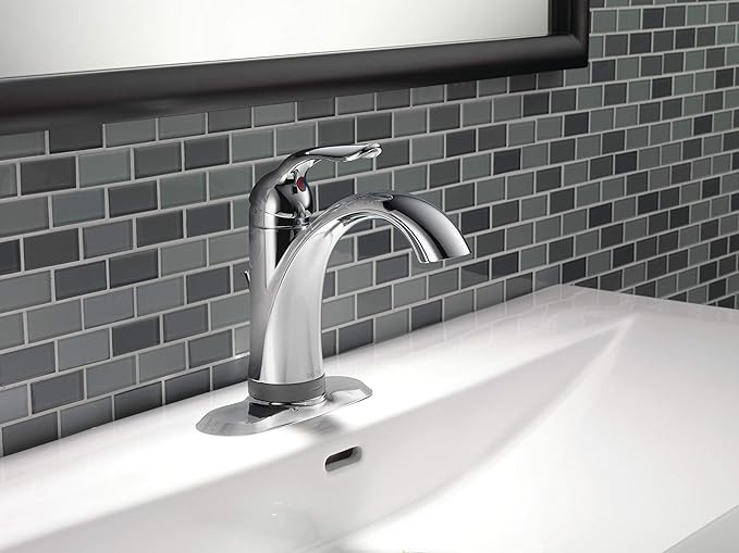 Delta Faucet Lahara Single Hole Bathroom Faucet with Touchless Technology, Chrome Bathroom Sink Faucet, Single Handle Bathroom Faucet, Bath Faucet, Push Pop-Up Drain, Chrome 538T-DST