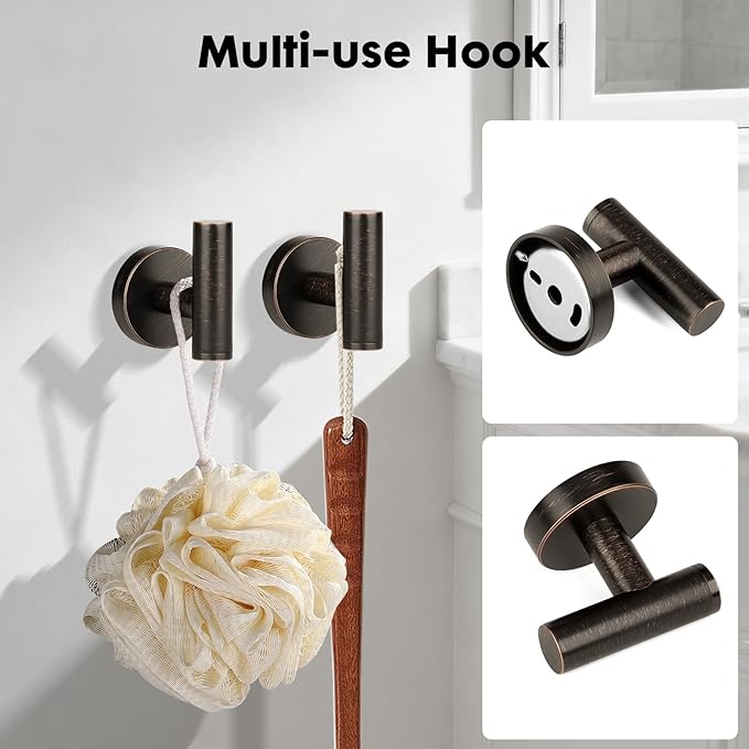 Oil Rubbed Bronze Bathroom Hardware Accessories Set 5 Piece, Stainless Steel Towel Bar Set 24 Inch,Toilet Paper Holder,Towel Ring Holder,Towel Rack Set,Brushed Bronze Bathroom Accessories Kit
