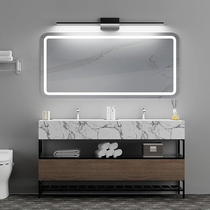Ralbay 5 Color Temperature Dimmable Black Bathroom Vanity Light Bar 40inch Acrylic LED Modern Matte Black Bathroom Wall Lighting Fixtures Over Mirror