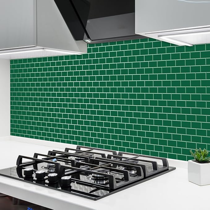 Joysticky 10-Sheet Peel and Stick Backsplash, 12" * 12" Laser Crystal Texture Stick on Tiles Backsplash for Kitchen & Bathroom，Thicker Design Peel and Stick Wall Tiles (Green)