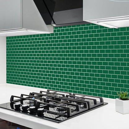 Joysticky 10-Sheet Peel and Stick Backsplash, 12" * 12" Laser Crystal Texture Stick on Tiles Backsplash for Kitchen & Bathroom，Thicker Design Peel and Stick Wall Tiles (Green)
