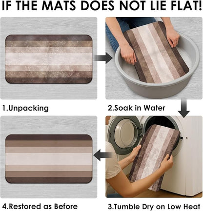 Bathroom Sets with Shower Curtain and Rugs, 4 Pcs, Abstract Ombre | Striped Modern Lines Bathroom Decor Set with Toilet Lid Cover, Non-Slip Bath Mats and Accessories 12 Hooks