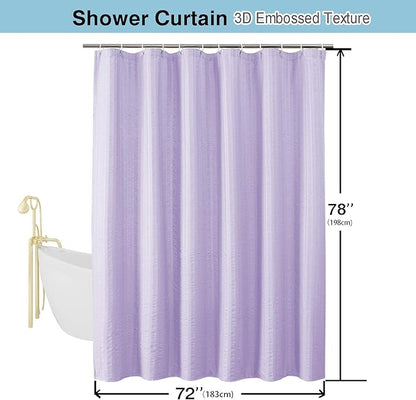 Aiyufeng Light Purple Shower Curtain for Bathroom, Embossed Textured Fabric Shower Curtain for Bathroom - Soft Cloth & Hotel Spa, Machine Washable, 72X78,Light Purple