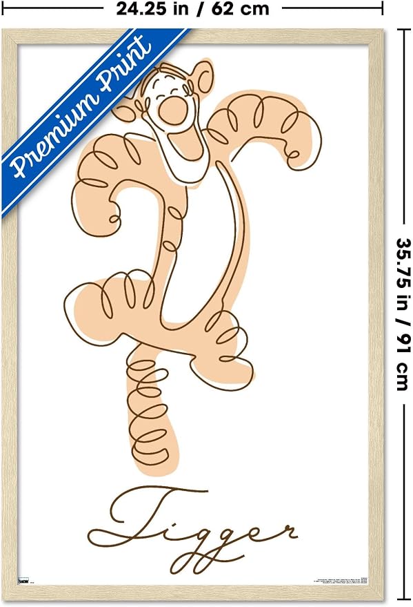 Trends International Disney Simple Moments Line Art - Tigger Wall Poster, 34L x 22.4W, Blonde Framed Version