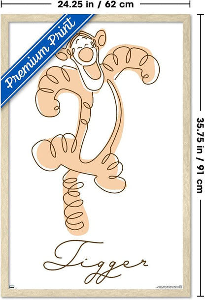 Trends International Disney Simple Moments Line Art - Tigger Wall Poster, 34L x 22.4W, Blonde Framed Version
