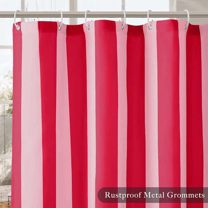 Ohocut Vertical Striped Shower Curtain, Cute Retro Vintage Stripe Farmhouse Bathroom Shower Curtain, Waterproof Polyester Fabric Modern Shower Curtain for Bathroom 72x72 Inches (Double Pink)