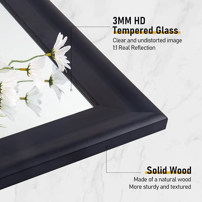 CULER Black Wall Mirror for Bathroom,Rectangle 30 x 30 inch Vanity Mirror | Square Hanging Mirrors for Living Room,Bedroom,Entryway