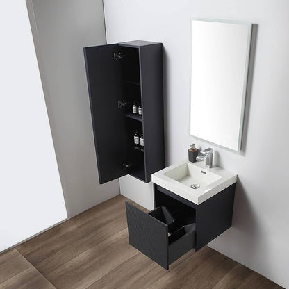 Blossom 20 Inch Bathroom Vanity with Sink and Side Cabinet, All Wood Floating Bathroom Vanity with Acrylic Sink, Bathroom Sink Cabinet with Soft-Close Drawer, Modern Style Vanities, Night Blue