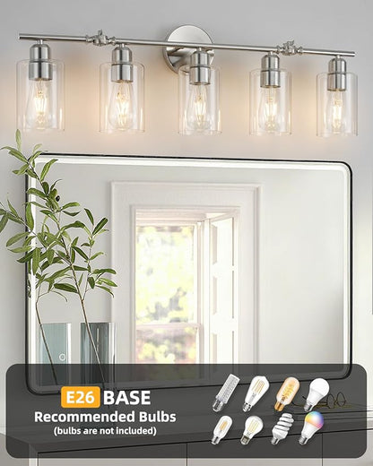 5-Light Bathroom Light Fixtures, Brushed Nickel Vanity Lights for Bathroom