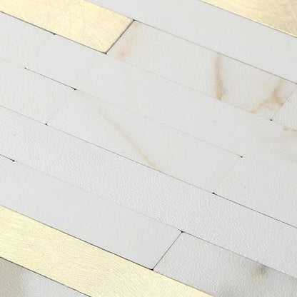 1 - Sheet Peel and Stick Backsplash Wall Tile, PVC Kitchen Backsplash, Stick on Tiles for Backsplash Kitchen (12'' X 12'', White with Gold)
