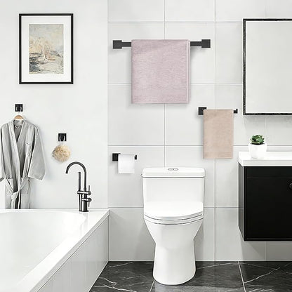 TURS 4-Piece Bathroom Hardware Set Black Towel Bar Set Stainless Steel Towel Bar Hand Towel Holder Toilet Paper Holder Towel Hooks Wall Mount