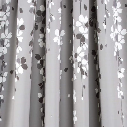 Lush Decor Weeping Flower Light Filtering Window Curtain Panels, Pair, 52"W x 95"L + 2" Header, Gray - Charming Modern Floral Curtains for Living Room, Dining Room, & Bedroom