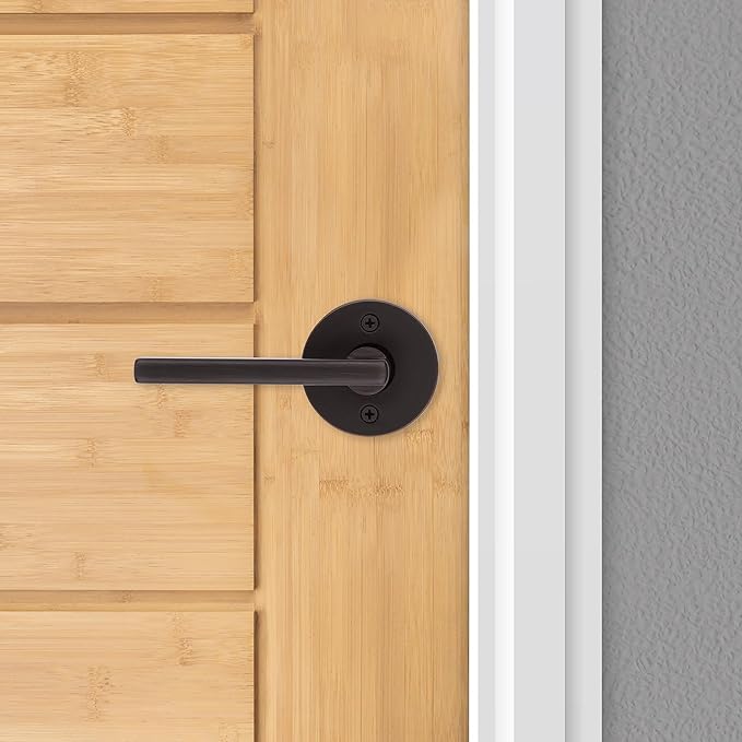 Kwikset Halifax Dummy Door Handle, Single Sided Round Lever for Closets, French Double Doors, and Pantry, Venetian Bronze Non-Turning Reversible Interior Push/Pull Lever, with Microban Protection