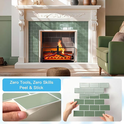 Art3d 10-Pack Subway Tiles Peel and Stick Backsplash, Teal, 12 x 12 Inch | Thickened Design, No Warping, Durable, Self-Adhesive, Sturdy, for Kitchen, Bedroom, Ideal for New Home Buyers, Future Movers