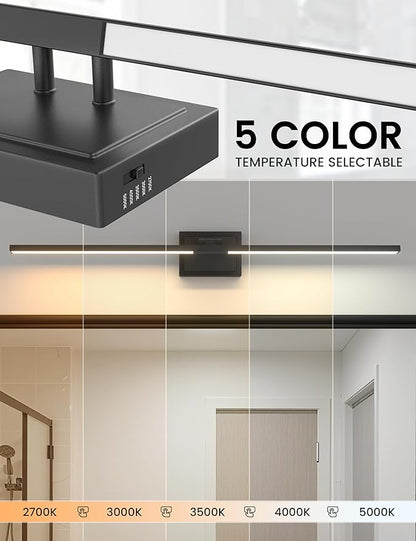 NIORSUN 39.4 Inch Modern Bathroom Light Fixture, 34W 5CCT Dimmable LED Black Bathroom Vanity Lights Over Mirror, Vanity Lights for Bathrooms Restroom Mirror