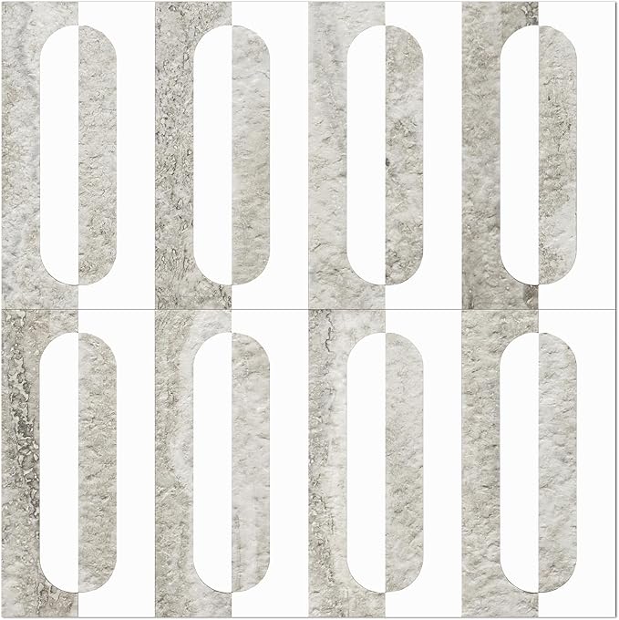 STICKGOO Peel and Stick Backsplash Tiles 12"x12", Waterproof Stick on Kitchen & Bathroom Backsplash, PVC Self Adhesive Wall Tiles for Fireplace, White/Beige Slate (10 Sheets)