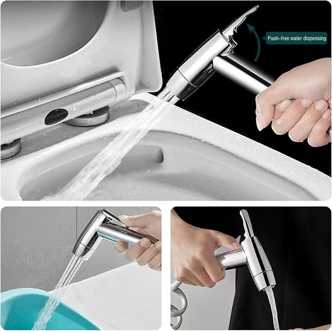 Handheld Bidet Sprayer Toilet Bathroom with Spring Hose Wall BracketSet, Closestool, Squatting Pan, Water Flower, Floor Cleaning Cloth Diaper for Bathroom Hygiene