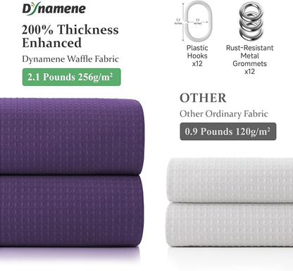 Extra Long Waffle Shower Curtain 256 GSM Fabric 72"x84" Purple | 84 Inch Long, Thick Cloth, Weighted Hem, Water Repellent, Tall Hotel Luxury Polyester Shower Curtains for Bathroom 12 Hooks
