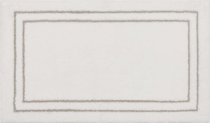 Mohawk Home Corona Casual Geometric White 1' 8" X 2' 10" Machine Washable Bath Mat Perfect for Bathroom