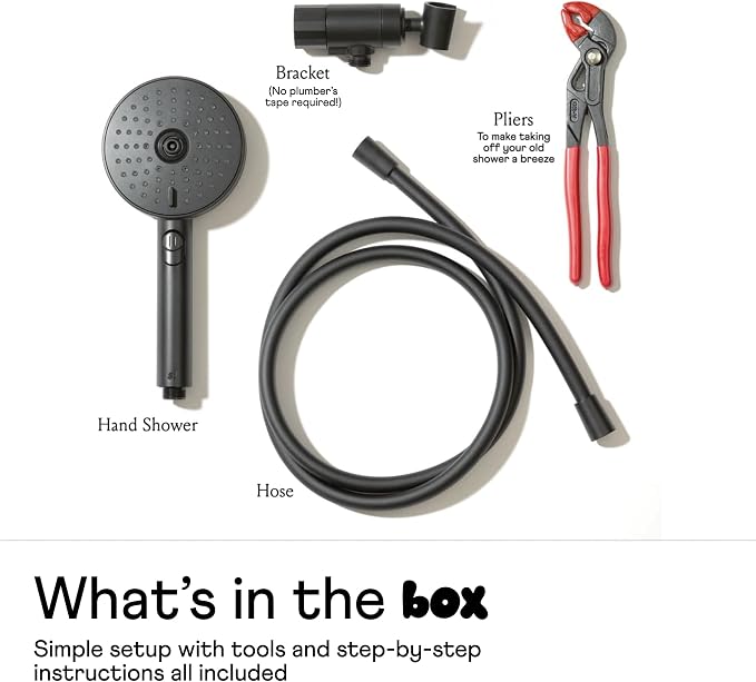 sproos! - Handheld Showerhead, High Pressure Performance, Black | Colorful - Easy DIY Installation - Renter Friendly - 3 Spray Functions with Pause - Extra Long 70 Inch Flexible Hose