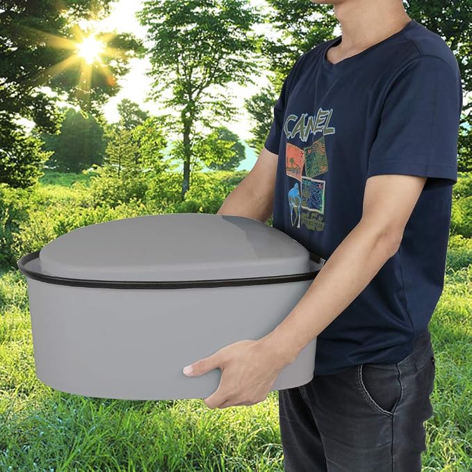 Portable Toilet with Non-slip Mat,Portable Toilet | Indoor Outdoor Commode w/Detachable Inner Bucket & Removable Paper Holder, Lightweight & Compact for Camping, Boat, Van, Emergency Use (Grey)