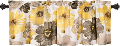 Lush Decor Leah Room Darkening Window Curtain Valance, 18 inch x 52 inch, Yellow/Gray
